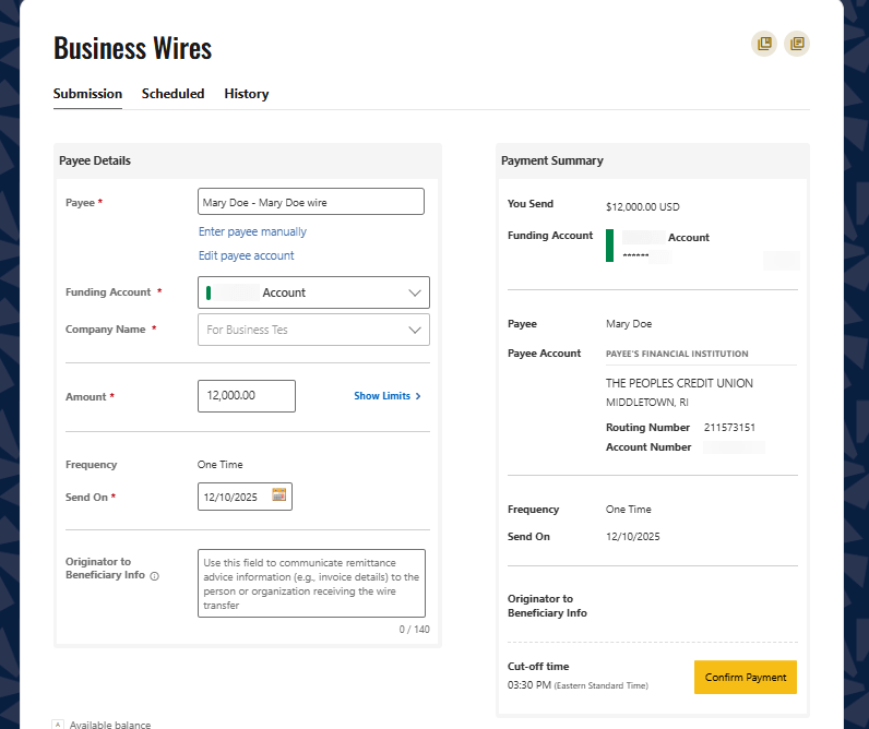 Business Wires Settings