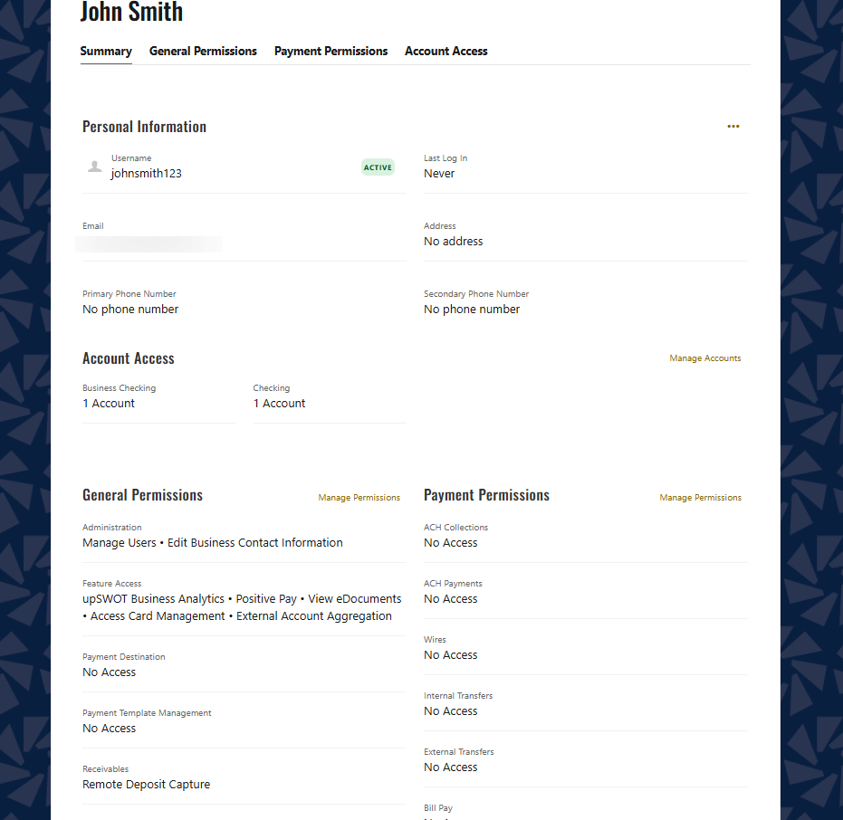 Account access settings