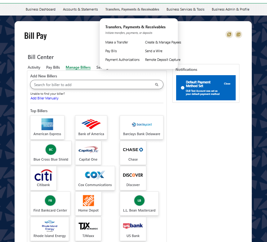 Transfer and Payment options