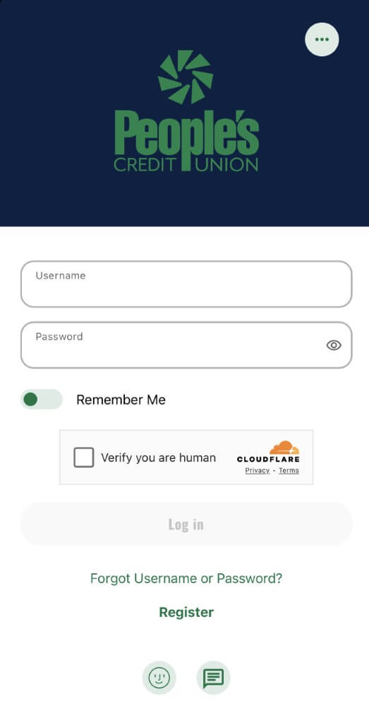 Peoples Credit Union Login Screen